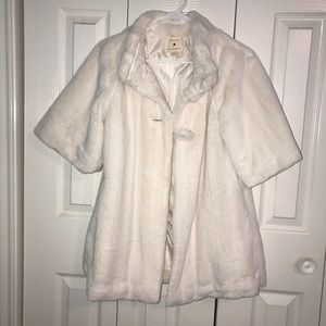 White Forever 21 short sleeved faux fur coat